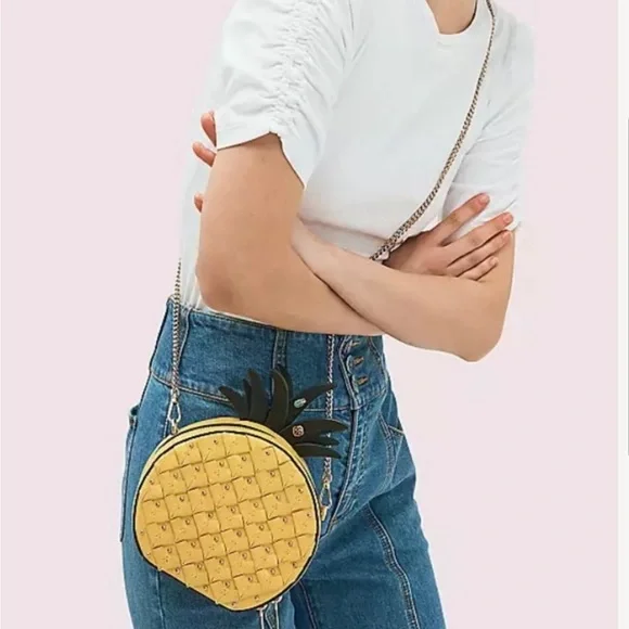 New Tags Kate Spade Picnic Pineapple Fruit Novelty Crossbody Purse - Picture 5 of 5